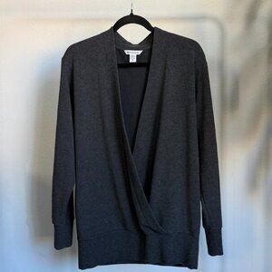 Athleta Purana V‑Neck Wrap Sweatshirt Heather Grey Size M #986978